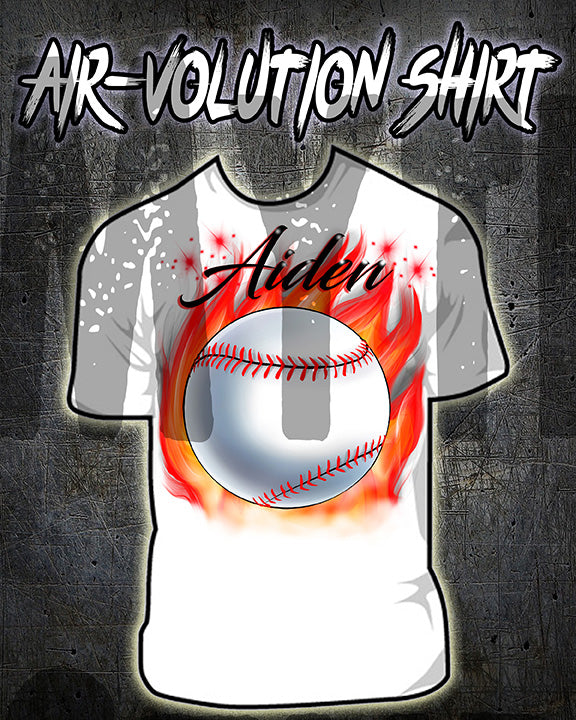 Mythic Airbrush LG001 Custom Personalized Airbrush Baseball Fire Party MLB Tee Shirt Design Yours Medium Adult / Yes / No