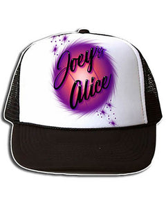 A007 Personalized Airbrush Name Design Snapback Trucker Hat