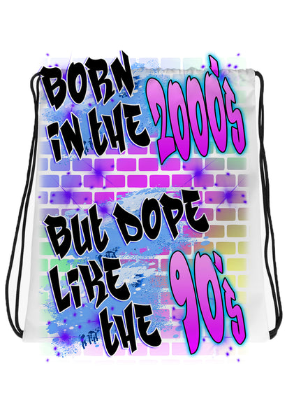 A023 Digitally Airbrush Painted Personalized Custom Graffiti Brick Urban Name Writing Color Party Design Gift  Drawstring Backpack