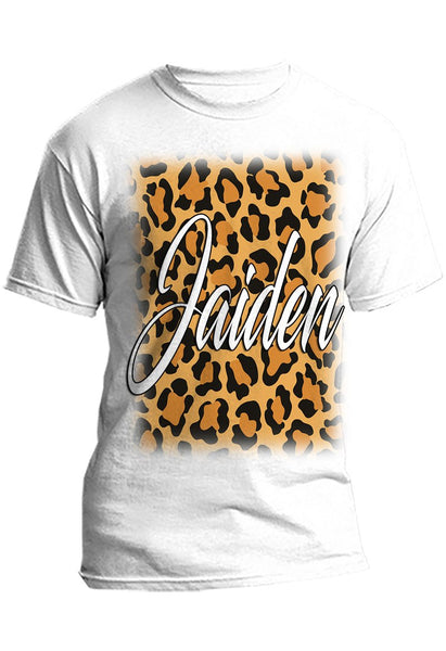 A024 Digitally Airbrush Painted Personalized Custom Cheetah Name Design  Adult and Kids T-Shirt