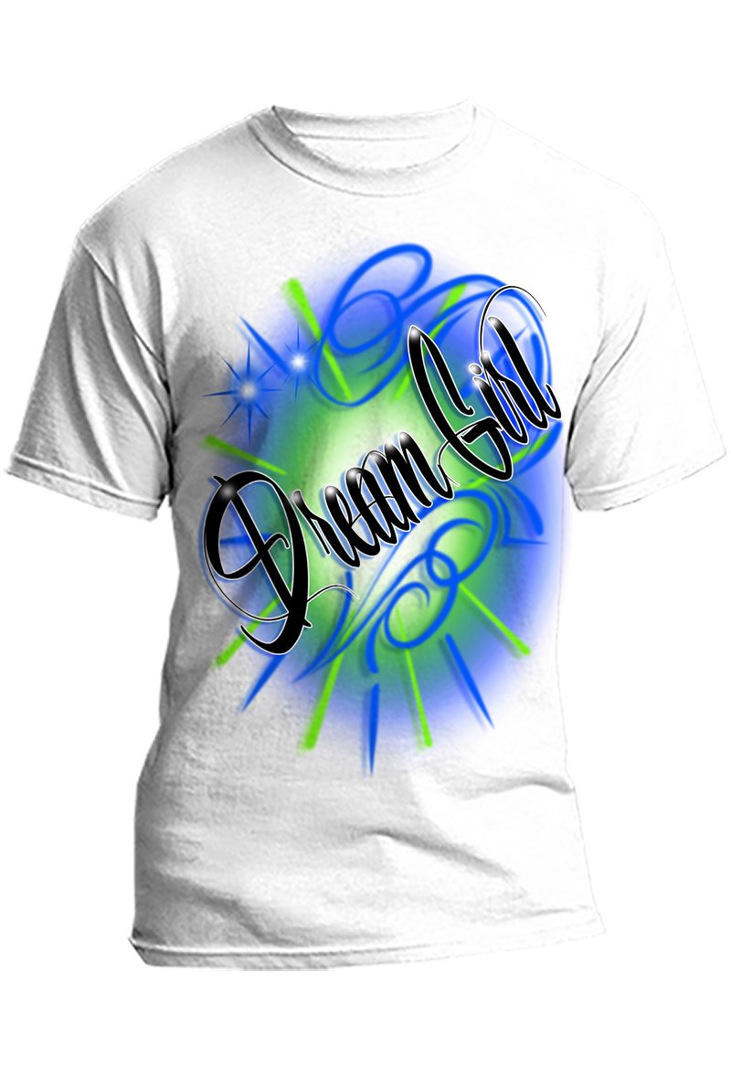 A025 Digitally Airbrush Painted Personalized Custom Name Design  Adult and Kids T-Shirt