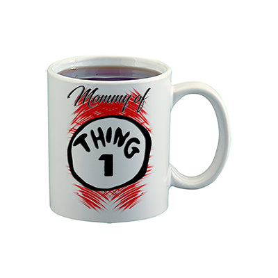 A028 Digitally Airbrush Painted Personalized Custom Name Thin 1 Thing 2 Design    Ceramic Coffee Mug