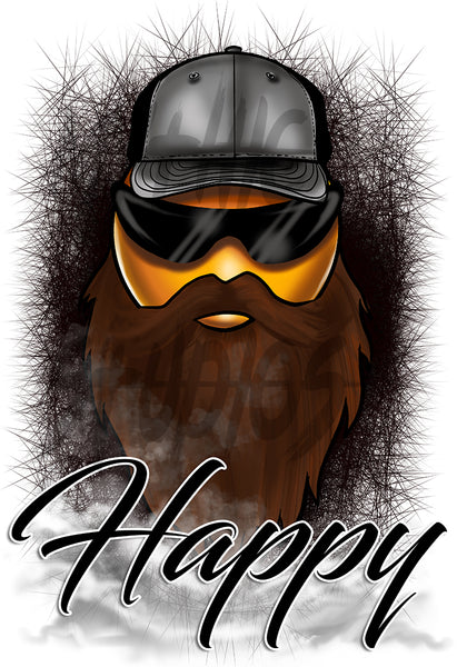 B201 Digitally Airbrush Painted Personalized Custom Bearded Smily emoji Adult and Kids T-Shirt