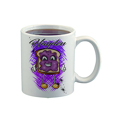 B225 Digitally Airbrush Painted Personalized Custom Jelly Sandwich   Ceramic Coffee Mug