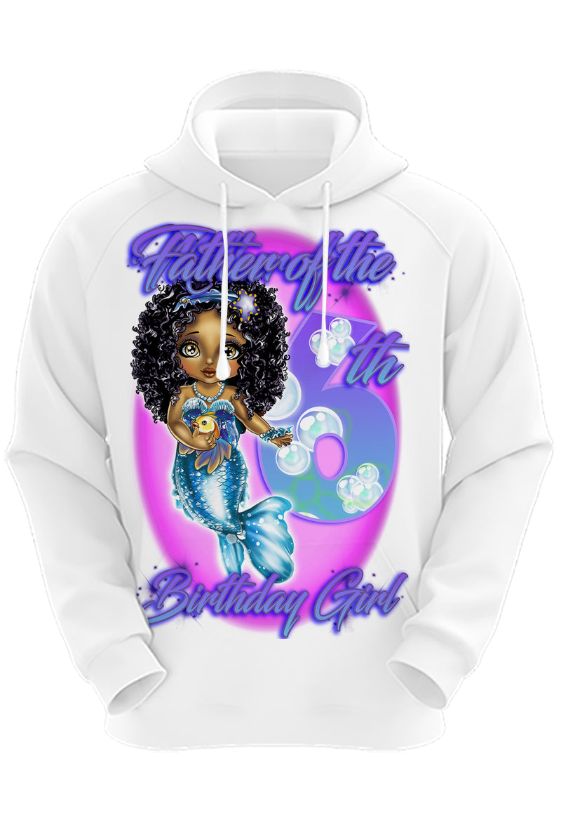 B229 Digitally Airbrush Painted Personalized Custom Princess Mermaid Adult and Kids Hoodie Sweatshirt