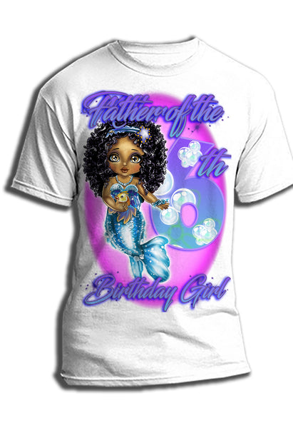 B229 Digitally Airbrush Painted Personalized Custom Mermaid Adult and Kids T-Shirt