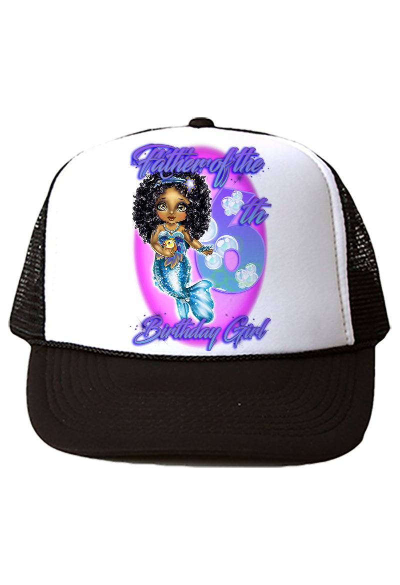 B229 Digitally Airbrush Painted Personalized Custom Mermaid   Snapback Trucker Hats