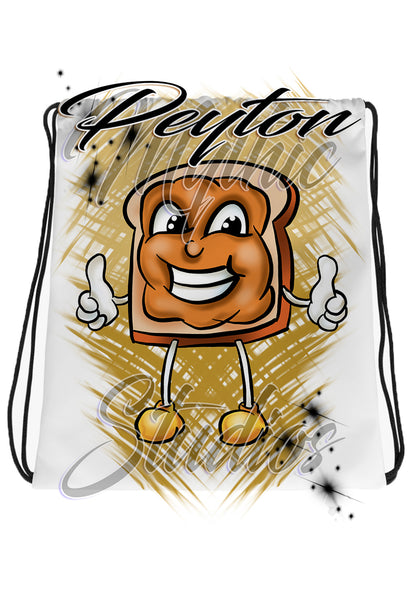 B234 Digitally Airbrush Painted Personalized Custom Peanut Butter Sandwich Drawstring Backpack party Theme gift