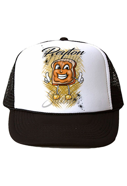 B234 Digitally Airbrush Painted Personalized Custom Peanut Butter Sandwich   Snapback Trucker Hats