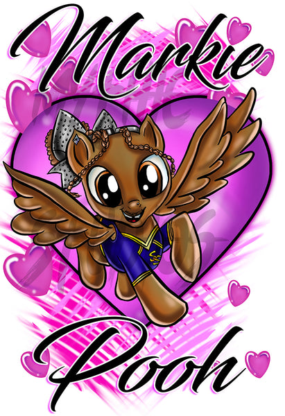 B236 Digitally Airbrush Painted Personalized Custom Pony Adult and Kids T-Shirt