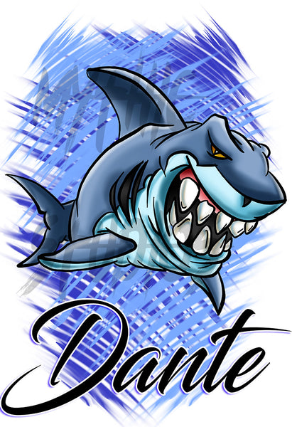 B254 Digitally Airbrush Painted Personalized Custom Shark Adult and Kids T-Shirt