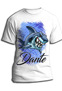 Airbrush T Shirt, Hammerhead Shark & Fire with Name