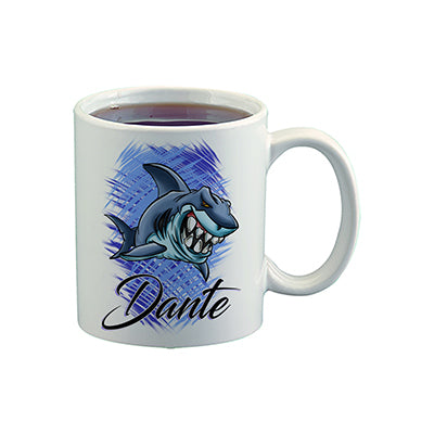 B254 Digitally Airbrush Painted Personalized Custom Shark   Ceramic Coffee Mug