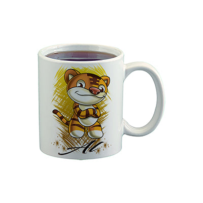 B261 Digitally Airbrush Painted Personalized Custom Cartoon Tiger   Ceramic Coffee Mug