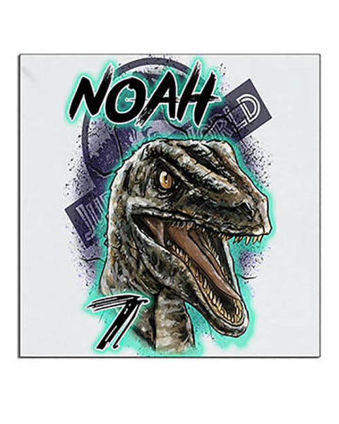 C078 Personalized Airbrush Jurassic Era Blue Raptor Ceramic Coaster