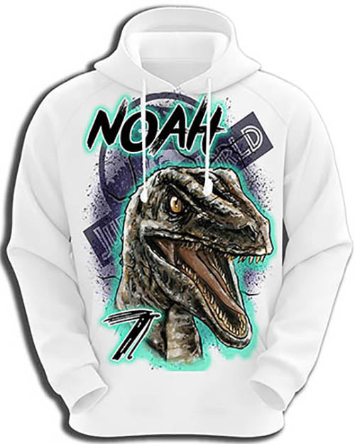 C078 custom personalized airbrush Jurassic Era Park Blue Raptor Sweatshirt Hoodie.