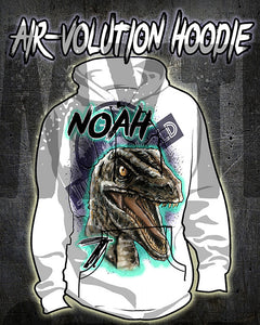 C078 custom personalized airbrush Jurassic Era Park Blue Raptor Sweatshirt Hoodie.