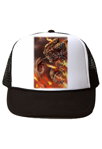 C118 Digitally Airbrush Painted Personalized Custom Demon   Snapback Trucker Hats