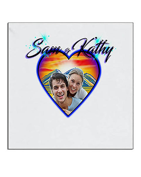 E022 Personalized Airbrush Photo Heart Landscape Ceramic Coaster