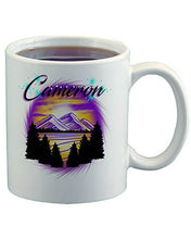 E023 Personalized Airbrush Mountain Sunset Landscape Ceramic Coffee Mug
