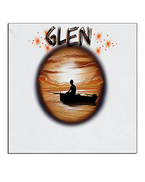 E026 Personalized Airbrush Fishing Landscape Ceramic Coaster