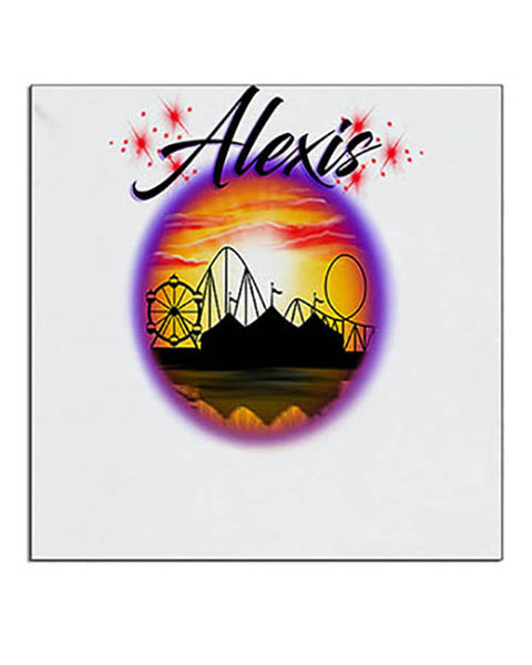 E030 Personalized Airbrush Carnival Ferris Wheel Ceramic Coaster