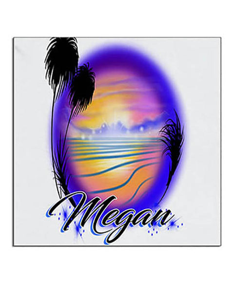 E032 Personalized Airbrush Ocean Wave Scene Ceramic Coaster