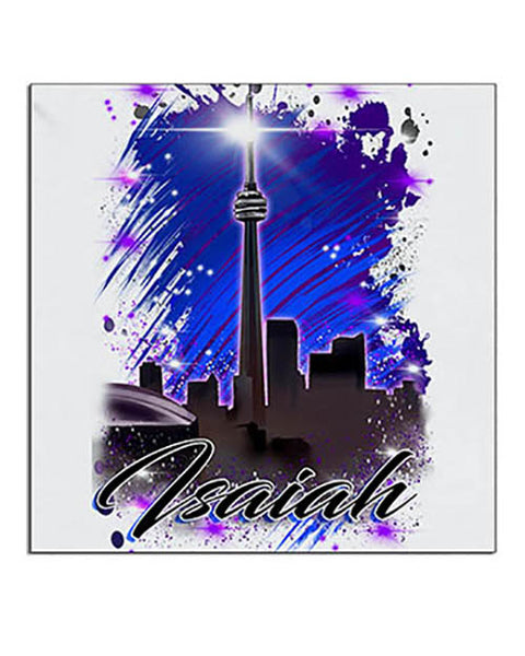 E033 Personalized Airbrush Urban City Scene Ceramic Coaster