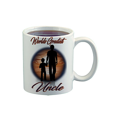 E035 Digitally Airbrush Painted Personalized Custom Dad and Son Landscape    Ceramic Coffee Mug