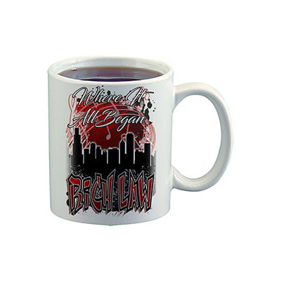 E036 Digitally Airbrush Painted Personalized Custom Urban City Building Landscape    Ceramic Coffee Mug