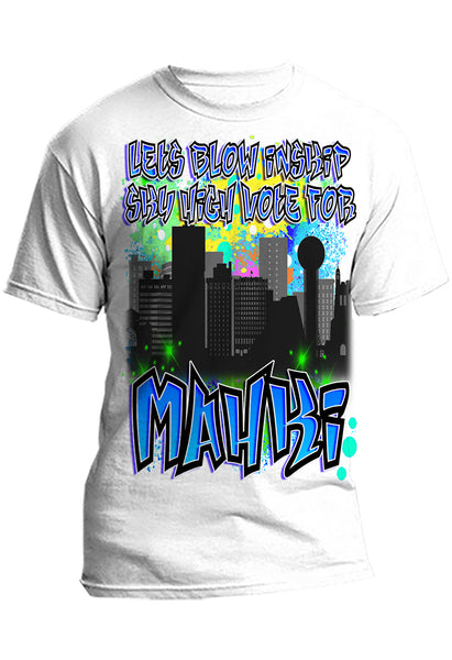 E037 Digitally Airbrush Painted Personalized Custom Urban City Building Landscape  Adult and Kids T-Shirt