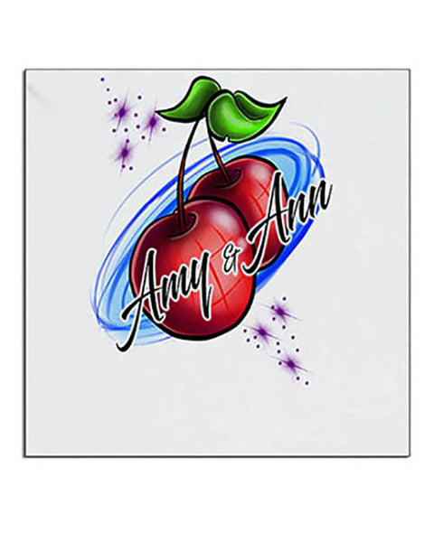 F003 Personalized Airbrushed Best Friend Cherries Ceramic Coaster