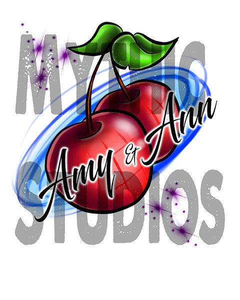 F003 Personalized Airbrushed Best Friend Cherries Ceramic Coaster