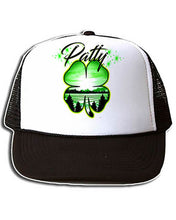 F009 Personalized Airbrushed 4 Leaf Clover Snapback Trucker Hat