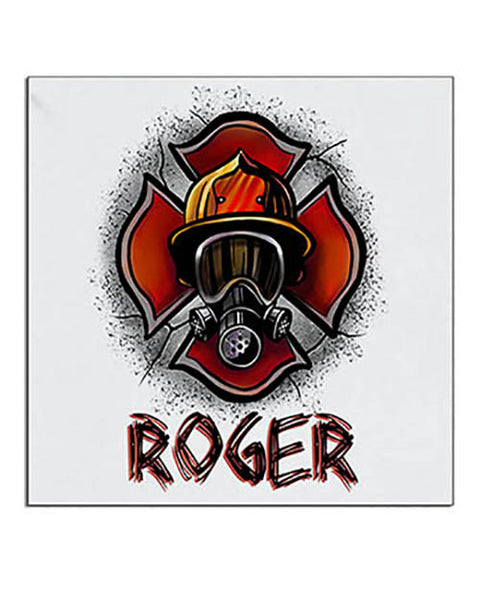 F018 Personalized Airbrushed Firefighter Ceramic Coaster