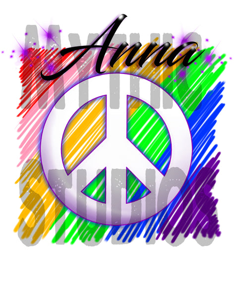 F025 Personalized Airbrushed Peace Sign Ceramic Coaster