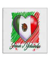 F031 Personalized Airbrushed Mexican Flag Heart Ceramic Coaster