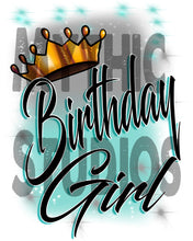 F038 Personalized Airbrushed Birthday Crown Girl Kids and Adult Tee Shirt