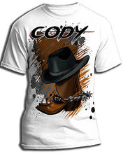 F040 Personalized Airbrushed Cowboy Boots and Hat Kids and Adult Tee Shirt