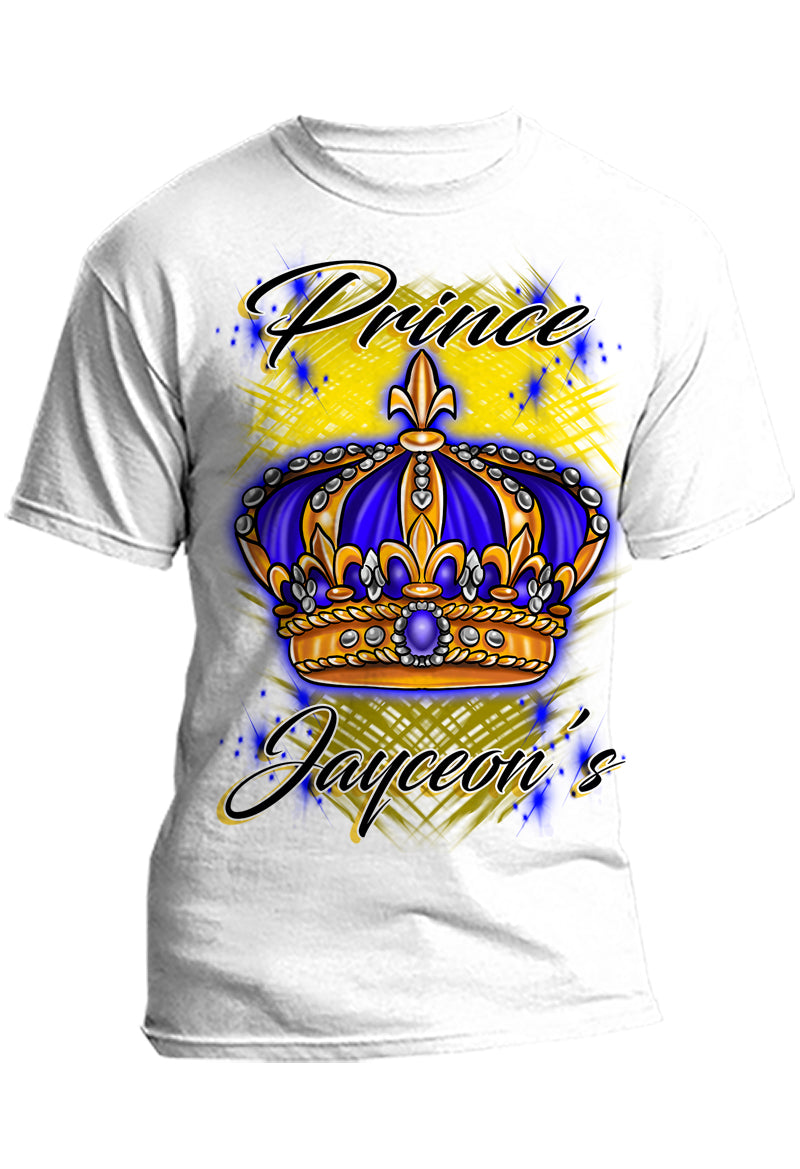 F043 Digitally Airbrush Painted Personalized Custom King Crown  Adult and Kids T-Shirt