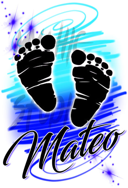 F046 Digitally Airbrush Painted Personalized Custom baby feet  Adult and Kids Hoodie Sweatshirt