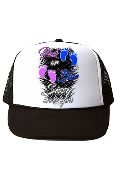 F047 Digitally Airbrush Painted Personalized Custom baby feet    Snapback Trucker Hats