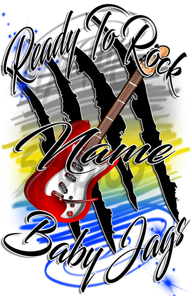 F048 Digitally Airbrush Painted Personalized Custom Guitar  Adult and Kids T-Shirt