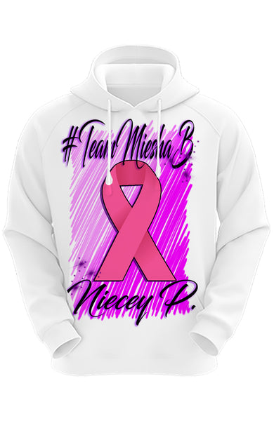 F050 Digitally Airbrush Painted Personalized Custom Breast Cancer Ribbon  Adult and Kids Hoodie Sweatshirt