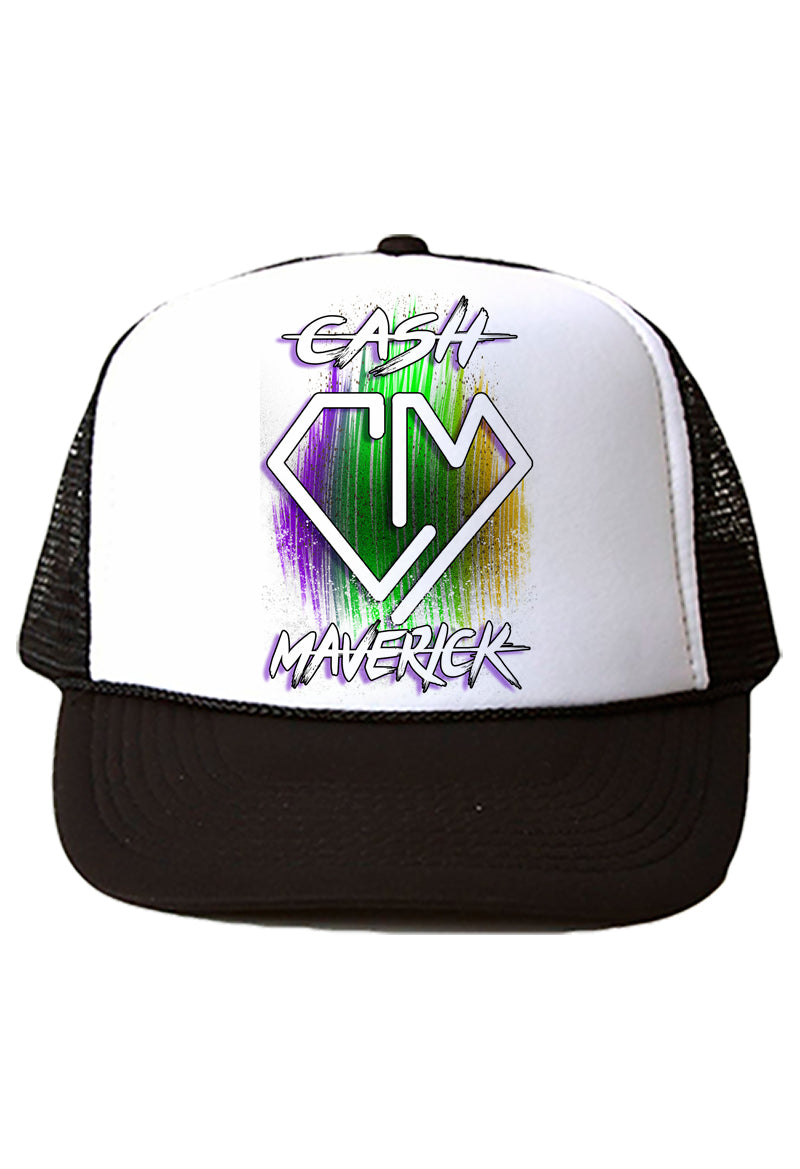 F051 Digitally Airbrush Painted Personalized Custom CM Logo    Snapback Trucker Hats