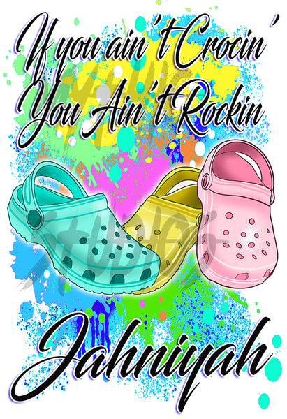 F054 Digitally Airbrush Painted Personalized Custom Croc Flip Flop  Adult and Kids Hoodie Sweatshirt