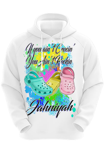 F054 Digitally Airbrush Painted Personalized Custom Croc Flip Flop  Adult and Kids Hoodie Sweatshirt