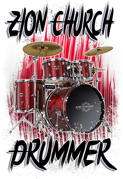 F055 Digitally Airbrush Painted Personalized Custom Drum Set Music    Snapback Trucker Hats