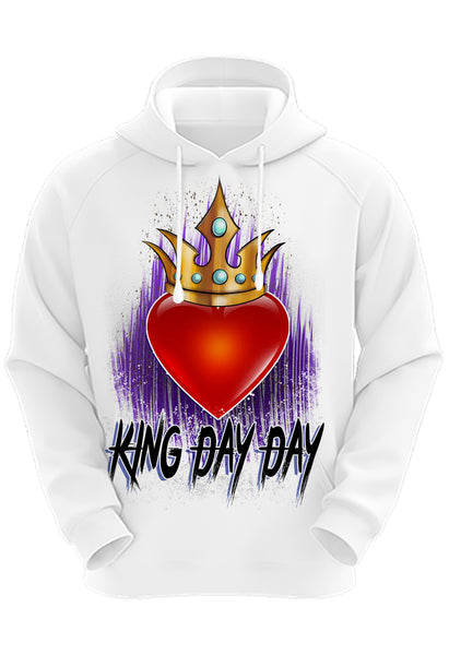 F057 Digitally Airbrush Painted Personalized Custom Heart Crown King Queen  Adult and Kids Hoodie Sweatshirt