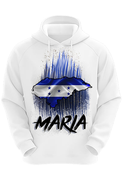 F059 Digitally Airbrush Painted Personalized Custom Honduras Flag Heart  Adult and Kids Hoodie Sweatshirt